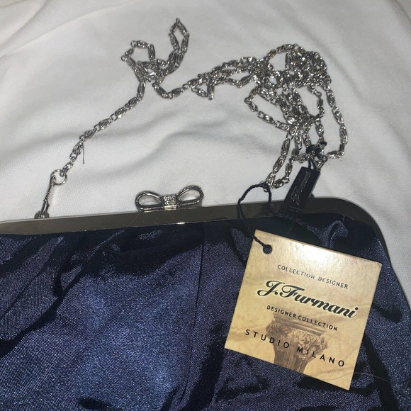 J Furmani Designer Collection Studio Milano Satin Clutch w Rhinestones - - Picture 3 of 9